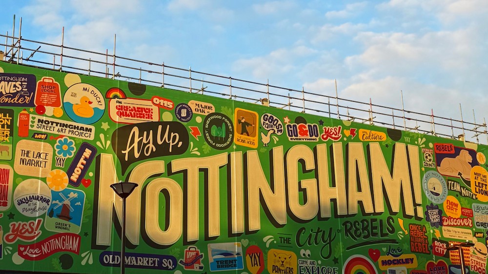 Nottingham mural artwork in the city centre